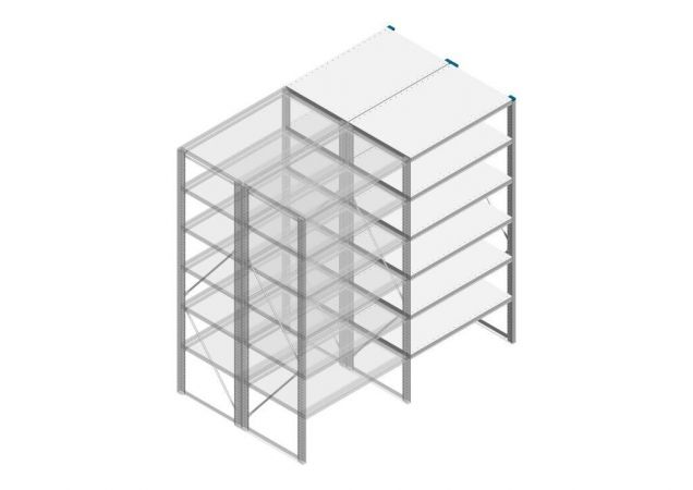 Aanbouwsectie Nedcon SF Legbordstelling 2000x970x1200mm hxbxd 6 niveaus Metaal Verzinkt 200kg Dubbel