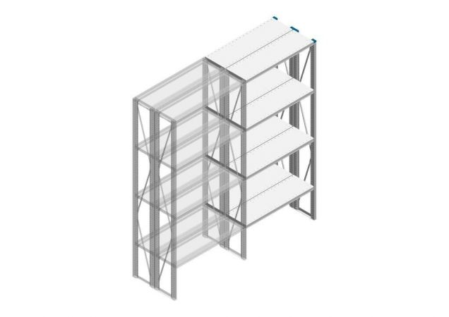 Aanbouwsectie Nedcon SF Legbordstelling 2200x970x600mm hxbxd 4 niveaus Metaal Verzinkt 200kg Dubbel