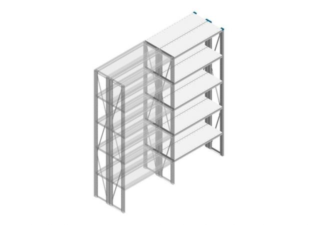 Aanbouwsectie Nedcon SF Legbordstelling 2200x970x600mm hxbxd 5 niveaus Metaal Verzinkt 200kg Dubbel