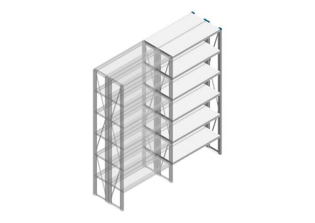 Aanbouwsectie Nedcon SF Legbordstelling 2200x970x600mm hxbxd 6 niveaus Metaal Verzinkt 85kg Dubbel