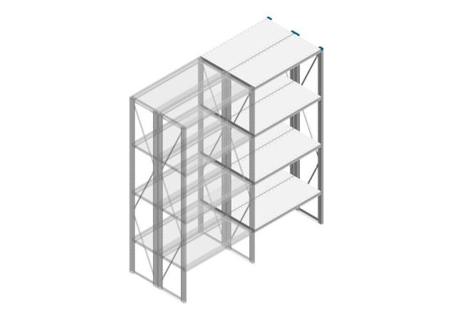 Aanbouwsectie Nedcon SF Legbordstelling 2200x970x800mm hxbxd 4 niveaus Metaal Verzinkt 200kg Dubbel