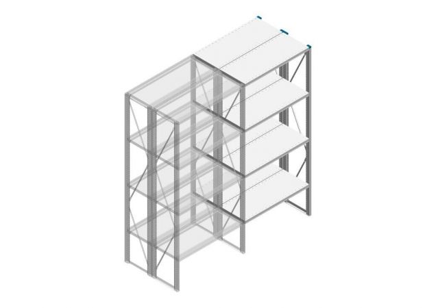 Aanbouwsectie Nedcon SF Legbordstelling 2200x970x800mm hxbxd 4 niveaus Metaal Verzinkt 80kg Dubbel