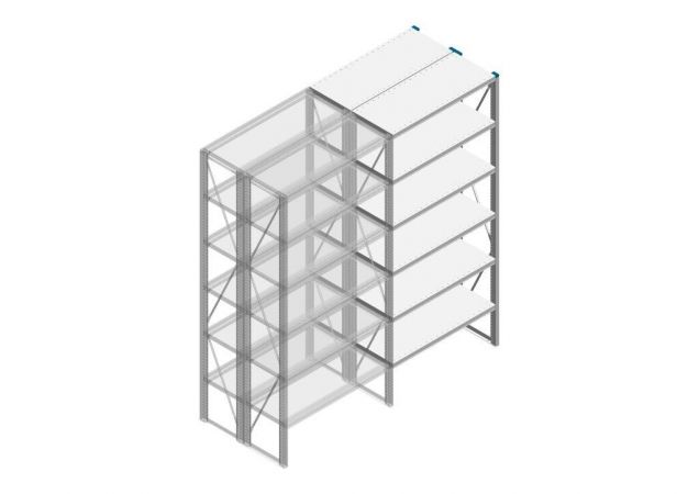 Aanbouwsectie Nedcon SF Legbordstelling 2200x970x800mm hxbxd 6 niveaus Metaal Verzinkt 200kg Dubbel
