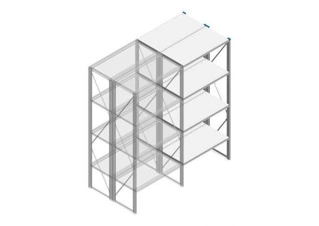 Aanbouwsectie Nedcon SF Legbordstelling 2200x970x1000mm hxbxd 4 niveaus Metaal Verzinkt 200kg Dubbel