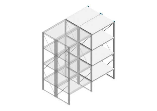 Aanbouwsectie Nedcon SF Legbordstelling 2200x970x1200mm hxbxd 4 niveaus Metaal Verzinkt 200kg Dubbel