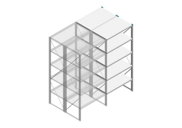 Aanbouwsectie Nedcon SF Legbordstelling 2200x970x1200mm hxbxd 5 niveaus Metaal Verzinkt 80kg Dubbel