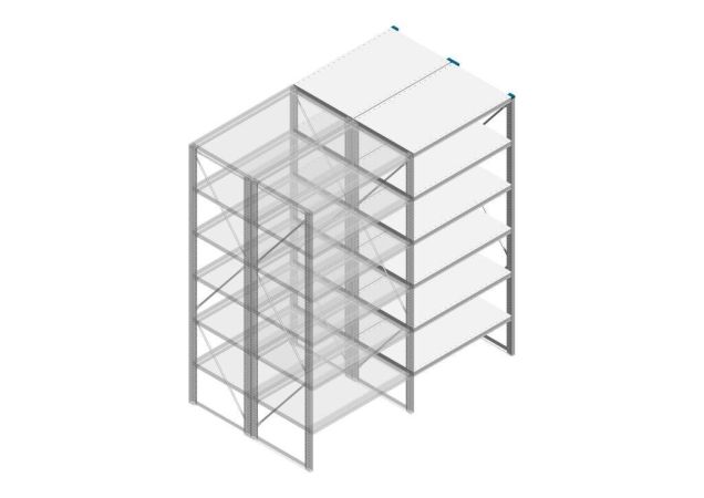 Aanbouwsectie Nedcon SF Legbordstelling 2200x970x1200mm hxbxd 6 niveaus Metaal Verzinkt 80kg Dubbel