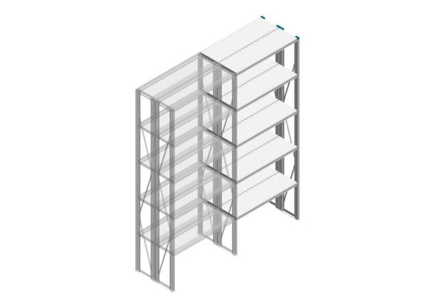 Aanbouwsectie Nedcon SF Legbordstelling 2500x970x600mm hxbxd 5 niveaus Metaal Verzinkt 200kg Dubbel