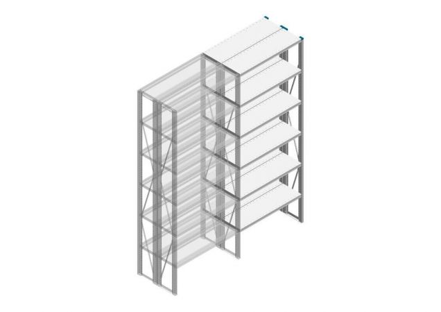 Aanbouwsectie Nedcon SF Legbordstelling 2500x970x600mm hxbxd 6 niveaus Metaal Verzinkt 85kg Dubbel