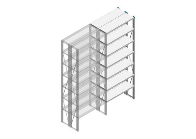 Aanbouwsectie Nedcon SF Legbordstelling 2500x970x600mm hxbxd 7 niveaus Metaal Verzinkt 85kg Dubbel