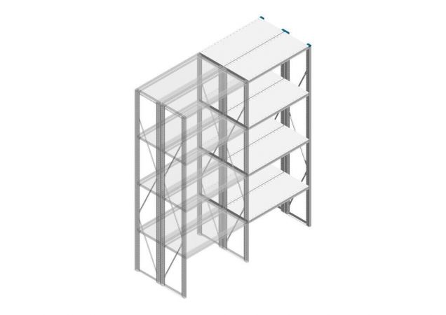 Aanbouwsectie Nedcon SF Legbordstelling 2500x970x800mm hxbxd 4 niveaus Metaal Verzinkt 200kg Dubbel
