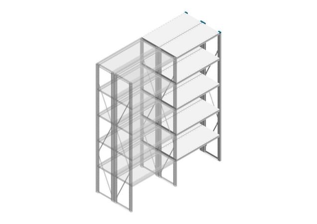 Aanbouwsectie Nedcon SF Legbordstelling 2500x970x800mm hxbxd 5 niveaus Metaal Verzinkt 200kg Dubbel