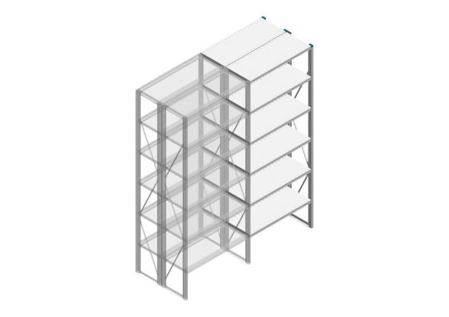 Aanbouwsectie Nedcon SF Legbordstelling 2500x970x800mm hxbxd 6 niveaus Metaal Verzinkt 80kg Dubbel