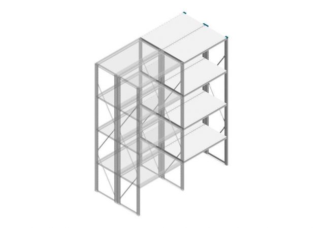 Aanbouwsectie Nedcon SF Legbordstelling 2500x970x1000mm hxbxd 4 niveaus Metaal Verzinkt 200kg Dubbel