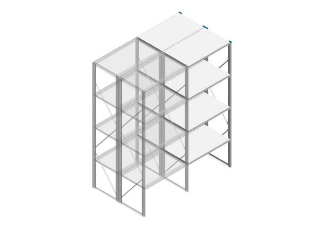 Aanbouwsectie Nedcon SF Legbordstelling 2500x970x1200mm hxbxd 4 niveaus Metaal Verzinkt 200kg Dubbel