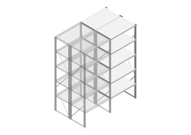 Aanbouwsectie Nedcon SF Legbordstelling 2500x970x1200mm hxbxd 5 niveaus Metaal Verzinkt 200kg Dubbel