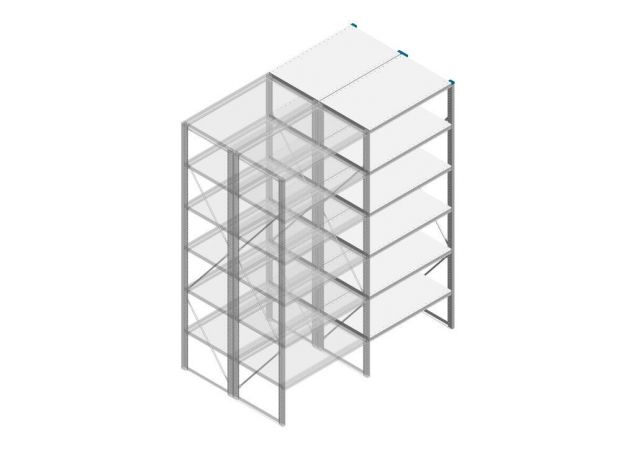Aanbouwsectie Nedcon SF Legbordstelling 2500x970x1200mm hxbxd 6 niveaus Metaal Verzinkt 80kg Dubbel