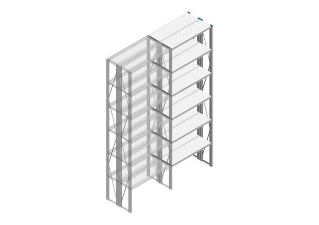 Aanbouwsectie Nedcon SF Legbordstelling 3000x970x600mm hxbxd 6 niveaus Metaal Verzinkt 85kg Dubbel