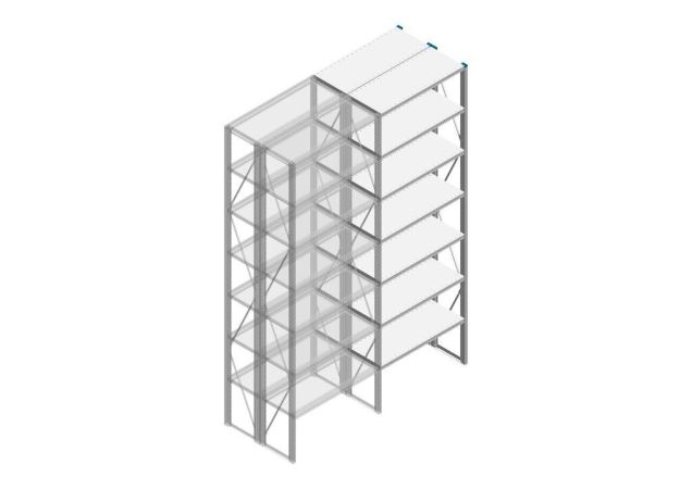 Aanbouwsectie Nedcon SF Legbordstelling 3000x970x800mm hxbxd 7 niveaus Metaal Verzinkt 80kg Dubbel