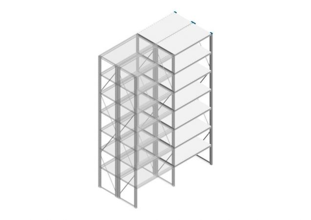 Aanbouwsectie Nedcon SF Legbordstelling 3000x970x1000mm hxbxd 7 niveaus Metaal Verzinkt 200kg Dubbel