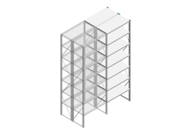 Aanbouwsectie Nedcon SF Legbordstelling 3000x970x1000mm hxbxd 7 niveaus Metaal Verzinkt 200kg Dubbel