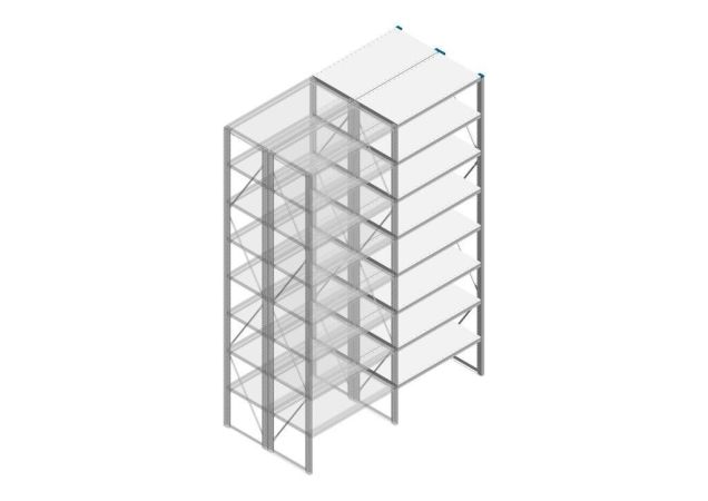 Aanbouwsectie Nedcon SF Legbordstelling 3000x970x1000mm hxbxd 8 niveaus Metaal Verzinkt 80kg Dubbel