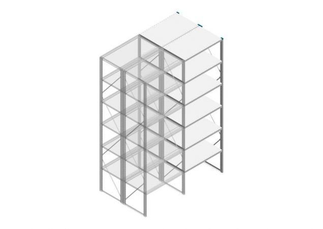 Aanbouwsectie Nedcon SF Legbordstelling 3000x970x1200mm hxbxd 6 niveaus Metaal Verzinkt 80kg Dubbel