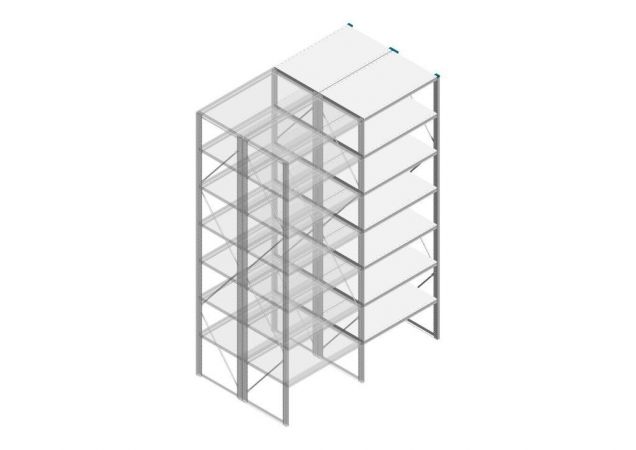 Aanbouwsectie Nedcon SF Legbordstelling 3000x970x1200mm hxbxd 7 niveaus Metaal Verzinkt 200kg Dubbel