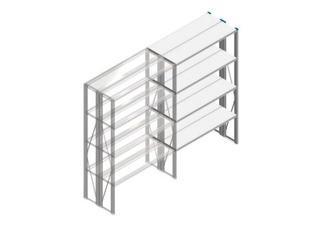 Aanbouwsectie Nedcon SF Legbordstelling 2000x1270x600mm hxbxd 4 niveaus Metaal Verzinkt 175kg Dubbel