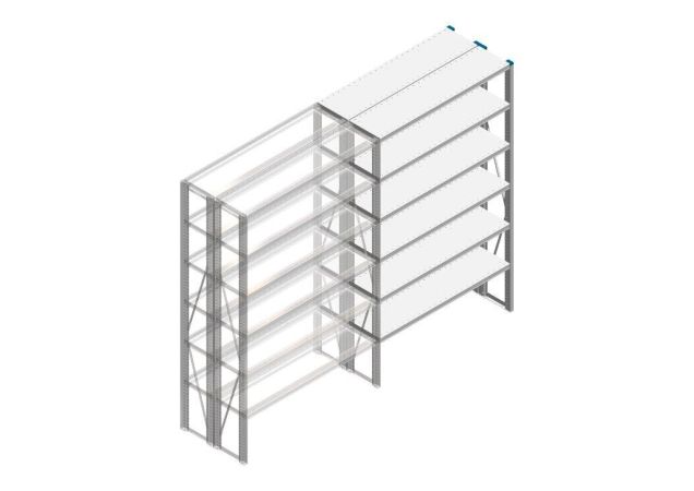 Aanbouwsectie Nedcon SF Legbordstelling 2000x1270x600mm hxbxd 6 niveaus Metaal Verzinkt 175kg Dubbel