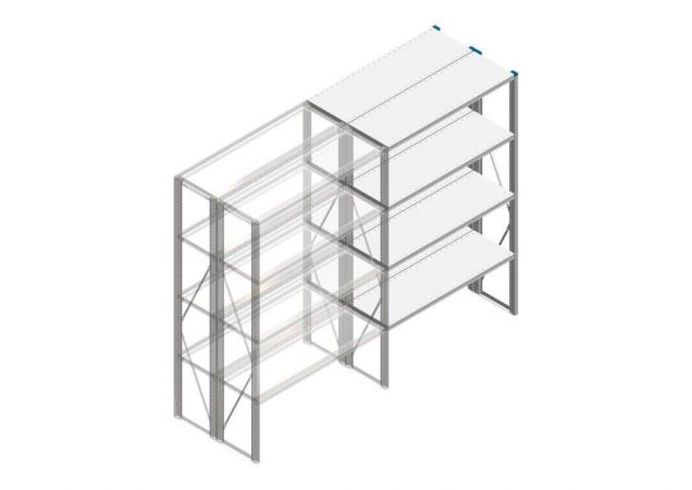 Aanbouwsectie Nedcon SF Legbordstelling 2000x1270x800mm hxbxd 4 niveaus Metaal Verzinkt 175kg Dubbel