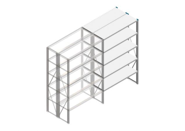 Aanbouwsectie Nedcon SF Legbordstelling 2000x1270x800mm hxbxd 5 niveaus Metaal Verzinkt 65kg Dubbel