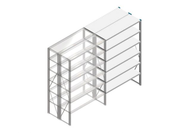 Aanbouwsectie Nedcon SF Legbordstelling 2000x1270x800mm hxbxd 6 niveaus Metaal Verzinkt 65kg Dubbel