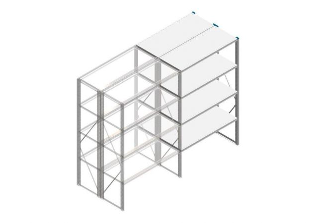 Aanbouwsectie Nedcon SF Legbordstelling 2000x1270x1000mm hxbxd 4 niveaus Metaal Verzinkt 175kg Dubbel