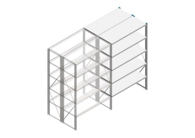 Aanbouwsectie Nedcon SF Legbordstelling 2000x1270x1000mm hxbxd 5 niveaus Metaal Verzinkt 175kg Dubbel