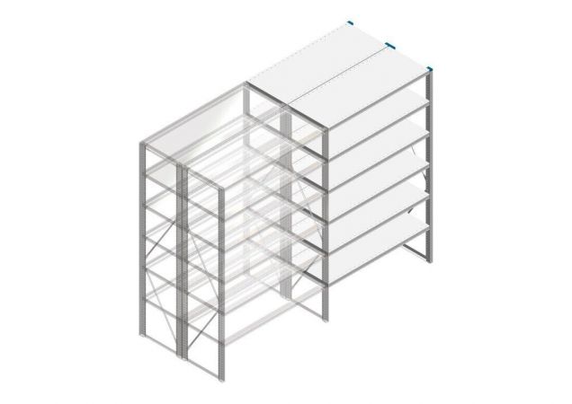 Aanbouwsectie Nedcon SF Legbordstelling 2000x1270x1000mm hxbxd 6 niveaus Metaal Verzinkt 175kg Dubbel