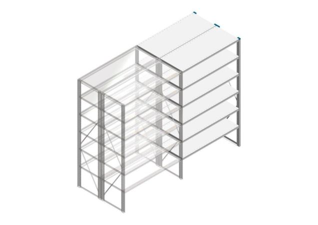 Aanbouwsectie Nedcon SF Legbordstelling 2000x1270x1000mm hxbxd 6 niveaus Metaal Verzinkt 60kg Dubbel