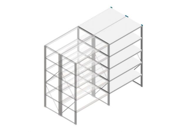 Aanbouwsectie Nedcon SF Legbordstelling 2000x1270x1200mm hxbxd 5 niveaus Metaal Verzinkt 175kg Dubbel