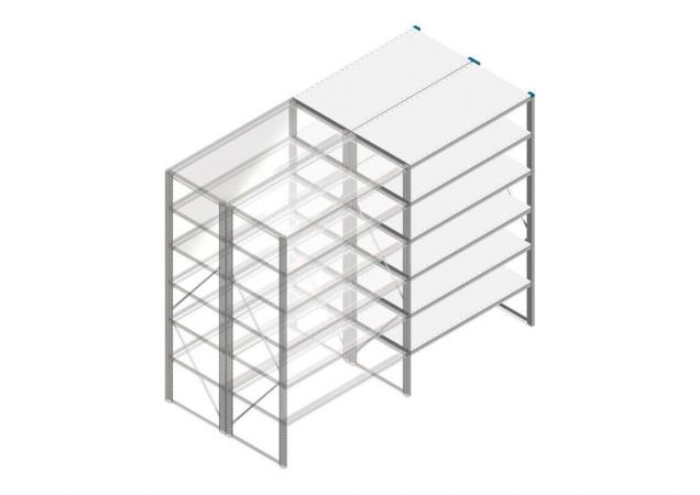 Aanbouwsectie Nedcon SF Legbordstelling 2000x1270x1200mm hxbxd 6 niveaus Metaal Verzinkt 175kg Dubbel
