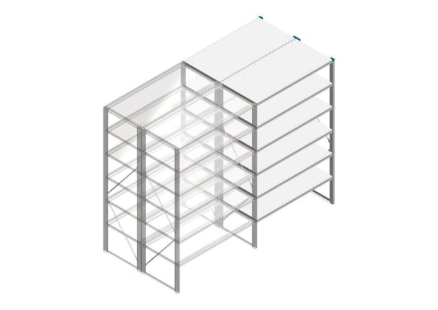 Aanbouwsectie Nedcon SF Legbordstelling 2000x1270x1200mm hxbxd 6 niveaus Metaal Verzinkt 60kg Dubbel