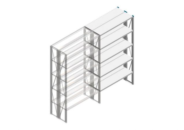 Aanbouwsectie Nedcon SF Legbordstelling 2200x1270x600mm hxbxd 5 niveaus Metaal Verzinkt 70kg Dubbel