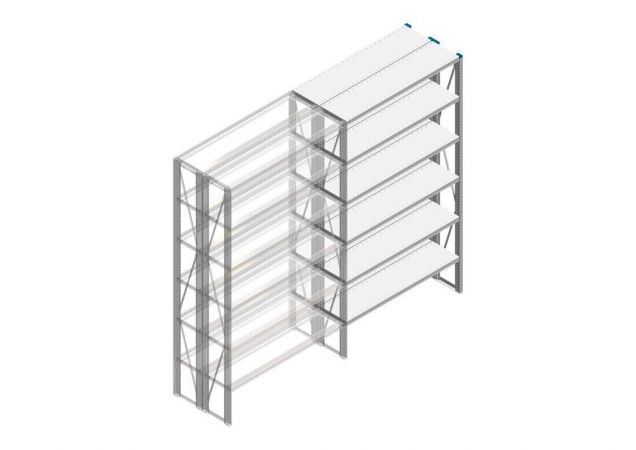 Aanbouwsectie Nedcon SF Legbordstelling 2200x1270x600mm hxbxd 6 niveaus Metaal Verzinkt 175kg Dubbel