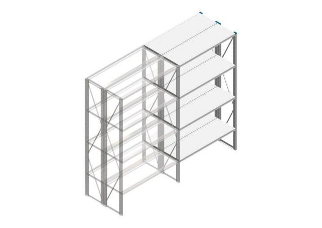 Aanbouwsectie Nedcon SF Legbordstelling 2200x1270x800mm hxbxd 4 niveaus Metaal Verzinkt 175kg Dubbel