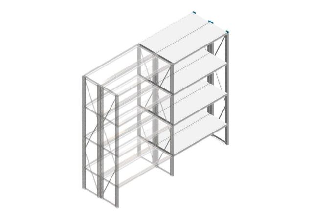 Aanbouwsectie Nedcon SF Legbordstelling 2200x1270x800mm hxbxd 4 niveaus Metaal Verzinkt 175kg Dubbel