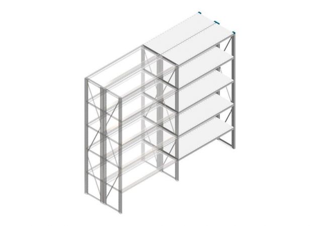 Aanbouwsectie Nedcon SF Legbordstelling 2200x1270x800mm hxbxd 5 niveaus Metaal Verzinkt 65kg Dubbel