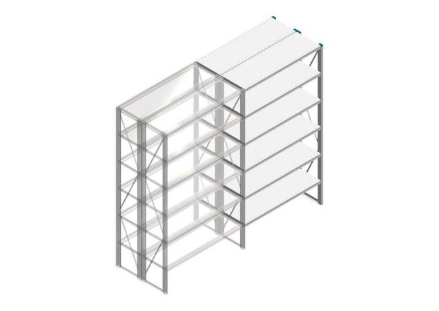 Aanbouwsectie Nedcon SF Legbordstelling 2200x1270x800mm hxbxd 6 niveaus Metaal Verzinkt 175kg Dubbel