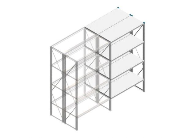 Aanbouwsectie Nedcon SF Legbordstelling 2200x1270x1000mm hxbxd 4 niveaus Metaal Verzinkt 175kg Dubbel