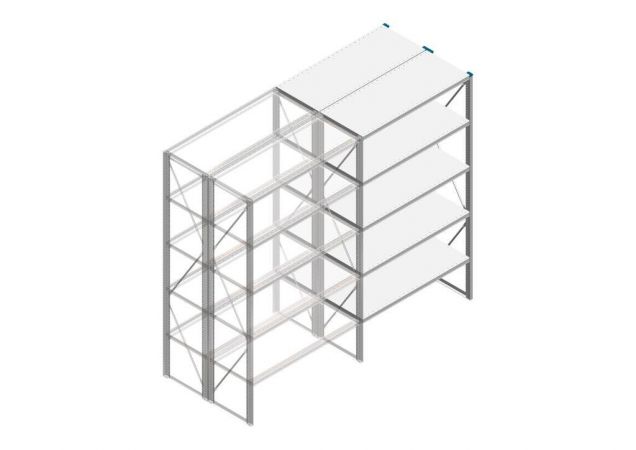 Aanbouwsectie Nedcon SF Legbordstelling 2200x1270x1000mm hxbxd 5 niveaus Metaal Verzinkt 60kg Dubbel
