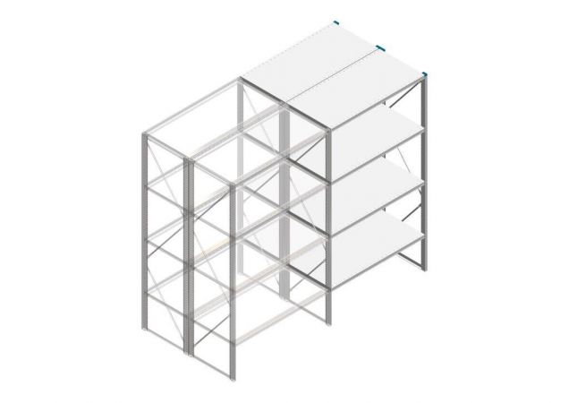 Aanbouwsectie Nedcon SF Legbordstelling 2200x1270x1200mm hxbxd 4 niveaus Metaal Verzinkt 175kg Dubbel