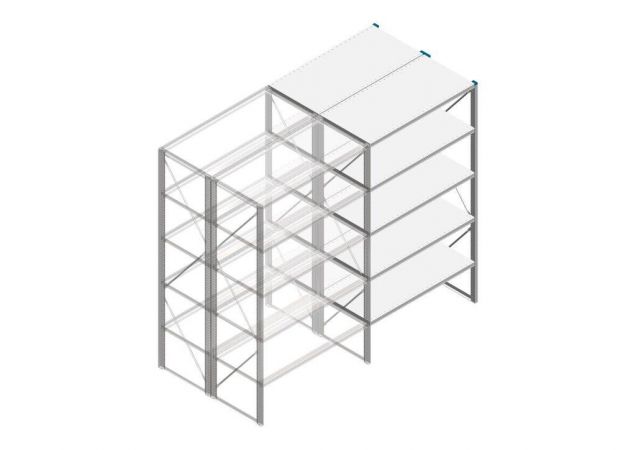 Aanbouwsectie Nedcon SF Legbordstelling 2200x1270x1200mm hxbxd 5 niveaus Metaal Verzinkt 175kg Dubbel